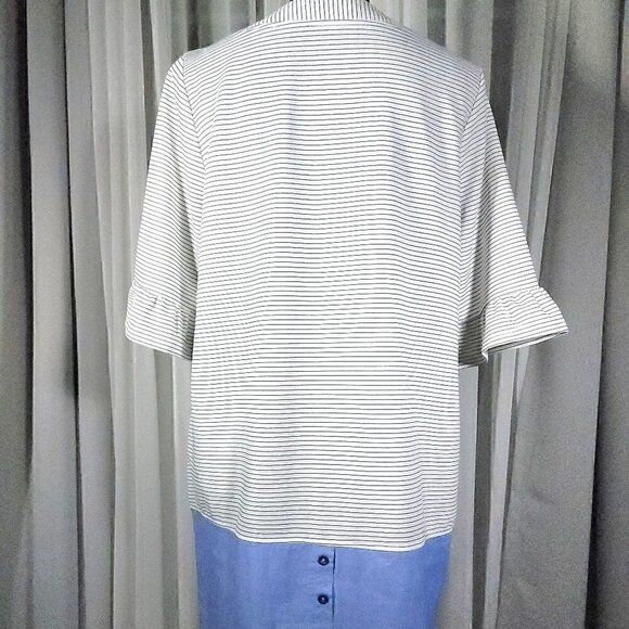 Doe & Rae Women Phoebe Stripe And Chambray, Ivory Blue Tunic Dress Size M - Picture 4 of 6